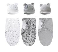 MISUVRSE 3 Couvertures D'emmaillotage en pour Bébé Kit Chapeau pour Attache pour Bébé Couchage Réglable pour Nouveau-né Respirant pour 0 À 6 Mois Baby Blanket