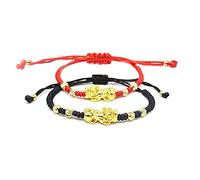 MISUVRSE Amulette porte-bonheur rouge vintage tressée noire porte-bonheur réglable faite à la main animaux ethniques bracelets en corde tressée pour femmes, hommes, adolescentes