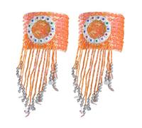 MISUVRSE Brassard de danse du ventre à franges scintillantes avec paillettes dorées et pompons scintillants, taille unique