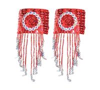 MISUVRSE Brassard de danse du ventre à franges scintillantes avec paillettes dorées et pompons scintillants, taille unique