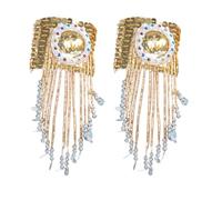 MISUVRSE Brassard de danse du ventre à franges scintillantes avec paillettes dorées et pompons scintillants, taille unique