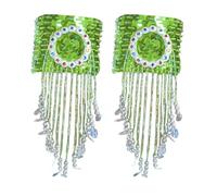 MISUVRSE Brassard de danse du ventre à franges scintillantes avec paillettes dorées et pompons scintillants, taille unique