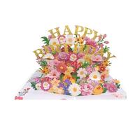 MISUVRSE Carte d'anniversaire exquise, carte d'invitation à fleurs colorées avec pop-up 3D, cadeau surprise pour la fête des mères, faite à la main