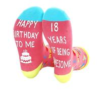 MISUVRSE Chaussettes avec inscription « Happy Birthday Being Awesomes Blessing Letters » pour femmes et adolescentes - Chaussettes de fête pour enfants de 18 à 21 ans, chaussettes 18e anniversaire