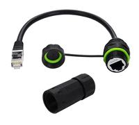 MISUVRSE Ensemble de connecteurs RJ45 étanches CAT6 Ethernet 8P8C à double port pour montage sur panneau Prises IP68 Connecteur étanche