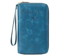 MISUVRSE Étui pour passeports en cuir PU avec fermeture éclair pour cartes d'embarquement de billets, couverture de passeport, portefeuille à fermeture éclair, E, Taille unique, Beauté de masse