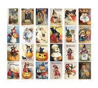 MISUVRSE Lot de 24 cartes postales vintage pour Halloween, cartes d'écriture, créatives et décoratives pour Halloween, pour enfants, filles, garçons