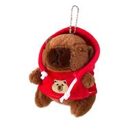 MISUVRSE Porte-clés en forme d'animal en peluche - Décoration pour sac à dos - Cadeau pour filles et femmes - Porte-clés Capybara, Rouge, capybara head sweats