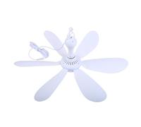 MISUVRSE Ventilateur De Plafond Suspendu À 6 Pales 20 Pouces 12V 5.5x2.1mm avec Câble 2.9m pour Tente Camping Extérieur Maison sans Interrupteurs