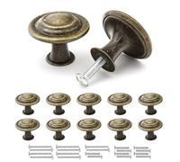 Misuyue Boutons de Meuble Bronze Antique, Poignée Meuble Vintage, 10 Pièces Boutons de Tiroir en Alliage de Zinc, 30mm Boutons de Portes pour Placards Commode Armoire, avec Vis Assorties