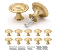 Misuyue Boutons de Meuble Or Mat, Poignée Meuble Vintage, 10 Pièces Boutons de Tiroir en Alliage de Zinc, 30mm Boutons de Portes pour Placards Commode Armoire, avec Vis Assorties