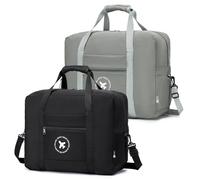 MISWAN Bagage Cabine 45x36x20 EasyJet Sac de Voyage à Main Léger Sport Gym en Nylon Imperméable Avion Pliable de Weekend Homme Femme Valise Voyage pour Bagages Camping Randonnée (Noir+Gris)