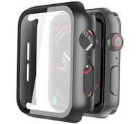Misxi Black Hard Case Compatible with Apple Watch Series 5 Series 4 44mm with Screen Protector Hard PC Case Slim Tempered Glass Screen Protector Overall Protective Cover for iwatch Series 5/4