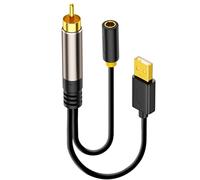 MISYNLON Câble audio stéréo coaxial numérique RCA vers femelle 3,5 mm avec interface USB, pour lecteur Blu-ray, décodeurs, PS4, haut-parleur, amplificateur, TV - 0,2 m