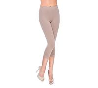 MITAAMI Legging Court pour Femme 3/4 Longueur Pantalon élastique Taille Moyenne décontracté Coton Extensible Pantalon Dames Course Gym Fitness Grande Beige Taille 50