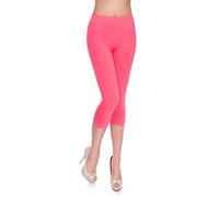 MITAAMI Legging Court pour Femme 3/4 Longueur Pantalon élastique Taille Moyenne décontracté Coton Extensible Pantalon Dames Course Gym Fitness Grande Corail Taille 56