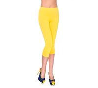 MITAAMI Legging Court pour Femme 3/4 Longueur Pantalon élastique Taille Moyenne décontracté Coton Extensible Pantalon Dames Course Gym Fitness Grande Jaune Taille 36