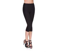 MITAAMI Legging Court pour Femme 3/4 Longueur Pantalon élastique Taille Moyenne décontracté Coton Extensible Pantalon Dames Course Gym Fitness Grande Noir Taille 50