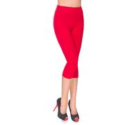 MITAAMI Legging Court pour Femme 3/4 Longueur Pantalon élastique Taille Moyenne décontracté Coton Extensible Pantalon Dames Course Gym Fitness Grande Rouge Taille 44