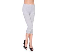 MITAAMI Legging Court pour Femme 3/4 Longueur Pantalon élastique Taille Moyenne décontracté Coton Extensible Pantalon Dames Course Gym Fitness Grande Cendré Taille 38
