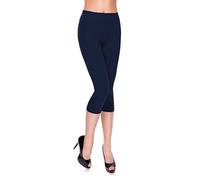 MITAAMI Legging Court pour Femme 3/4 Longueur Pantalon élastique Taille Moyenne décontracté Coton Extensible Pantalon Dames Course Gym Fitness Grande Marine Taille 44
