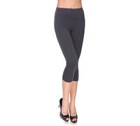 MITAAMI Legging Court pour Femme 3/4 Longueur Pantalon élastique Taille Moyenne décontracté Coton Extensible Pantalon Dames Course Gym Fitness Grande Graphite Taille 56