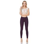 MITAAMI - Legging Long pour Femme - Coton de qualité/Durable - Taille Haute ou Normale - Grandes Tailles - Prune - 38 Taille Haute