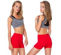 MITAAMI - Short de Yoga/Sport - Coton très Doux/Extensible - Tailles 36 à 50 - PSL5 - Rouge - 38
