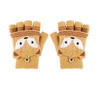 Mitaine avec Rabat pour Enfant Mitaine d'Hiver Enfant Gants Tricotés Fille Garçon Gants Demi-Doigts à Rabat Mitaines Chaudes D'hiver pour Garçons et Filles de 3 à 8 Ans