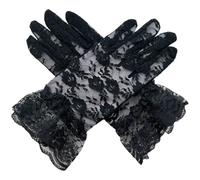 Mitaine Enfant, EtMitaines Pours Éléen Dentelle Blanche pour Filles Accessoire Raffiné pour Goûter Mariage Et Halloween Adapté Auxs de 7 À 12 Ans (Black 21 * 8Cm)