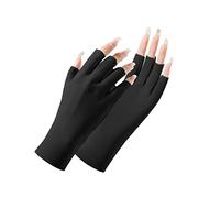 Mitaine Femme Chaude Polaire Mitaine Femme de soleil pour femmes d'extérieur de conduite sans doigts Gants/mitaines d'été Accessoires Femme Halloween Long Blanc Femme (Black, One Size)