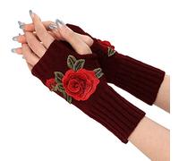 Mitaine Femme Hiver Chaud, Gants Mitaine d'hiver Epais Tricoté Arm Mitaine Gants Chauff pour Femme Gants Demi-Doigt Chaudes Joli y2k Thermique Cadeaux Gants Brodés à La Main