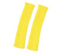 Mitaine Noir Cuir chauffe-bras d'hiver longs sans doigts pour femmes et hommes, mitaines avec trou pour le pouce Gan Latex Noir Sexy (Yellow, One Size)