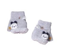 Mitaines Chauds Enfants Gants Convertibles Doublure Peluche Thermique Hiver Moufles de Renne Mignon Gants Demi-Doigts Tricoté Epais Mitaine d'Extérieur Jouer Ski Flexible pour Garçons Filles 2-5 Ans
