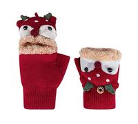 Mitaines Chauds pour Enfant Garçon Fille Gants Convertibles à Rabat Hiver Moufles Sans Doigts en Tricot Doublure Peluche Chauffant Gants Demi-doigts Wapiti Mignon Mitaine Epais Bébé Bambin 1-4 Ans