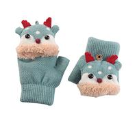 Mitaines Chauds pour Enfant Garçon Fille Gants Convertibles à Rabat Hiver Moufles Sans Doigts en Tricot Doublure Peluche Chauffant Gants Demi-doigts Wapiti Mignon Mitaine Epais Bébé Bambin 1-4 Ans