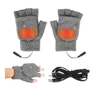 Mitaines chauffantes, gants chauffants USB pour homme et femme, gants d'hiver chauffants tricotés, mains entièrement et à moitié lavables, chauffe-mains pour écrire un ordinateur portable (gris,