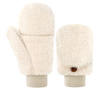 Mitaines Convertibles en Fausse Fourrure Gants sans Doigts avec Couverture Demi-Doigts Gants avec Capuchon