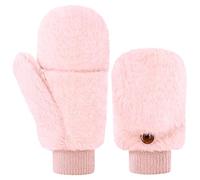 Mitaines Convertibles en Fausse Fourrure Gants sans Doigts avec Couverture Demi-Doigts Gants avec Capuchon