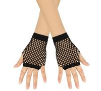 Mitaines courtes en résille pour femme - Accessoires de scène gothique des années 80 - Pour entraînement, ski, course à pied, sport, fête, vie quotidienne (noir, taille unique)