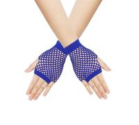 Mitaines courtes en résille pour femme - Accessoires de scène gothique des années 80 - Pour entraînement, ski, course à pied, sport, fête, vie quotidienne (bleu, taille unique)