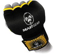 Mitaines de Boxe Modernes de Marque Beast Gear - Mitaines en Gel de qualité supérieure pour Les Sports de Combat, MMA et Arts Martiaux, Noir/Jaune, Moyen