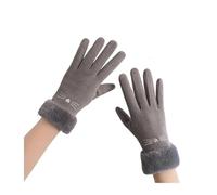 Mitaines de cyclisme chaudes d'hiver pour femme - Double épaisseur - Velours peluche - Pour écran tactile - Gris épais