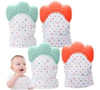 Mitaines de dentition, moufle de dentition réglable en silicone qualité alimentaire pour bébé, membrane phonique intégrée, stimulation sensorielle pour produit pour bébé 3 à 6 mois.