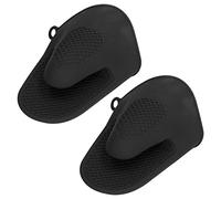 Mitaines de Four Cuisson Gants de Cuisine Gants de Cuisine en Silicone 2pcs Mitaines de Four Mini Silicone épaissi Anti-brûlure Mitaines de Cuisine pour la Cuisine (Le Noir)