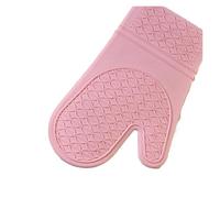 Mitaines de four en Silicone, 2 pièces résistantes à la chaleur avec doublure coton doux, antidérapant, manique cuisine BBQ(Pink)