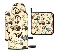Mitaines de four et maniques en forme de furet, durables avec boucle de suspension, pour cuisine, cuisson, grillades