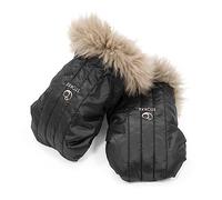 Mitaines de poussette Stokke, Onyx Noir - Doublure en polaire et manchettes en peau de mouton - S’adaptent à toutes les poussettes Stokke