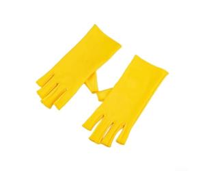 Mitaines de protection UV pour manucure en gel - Protection UPF 50+ contre les dommages causés par la lampe - Tissu doux extensible - Taille unique - Noir (jaune)