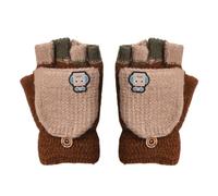 Mitaines d'hiver chaudes pour enfants, gants d'hiver convertibles mignons avec motif robot, mitaines chaudes pour garçons et filles de 5 à 10 ans, marron, taille unique